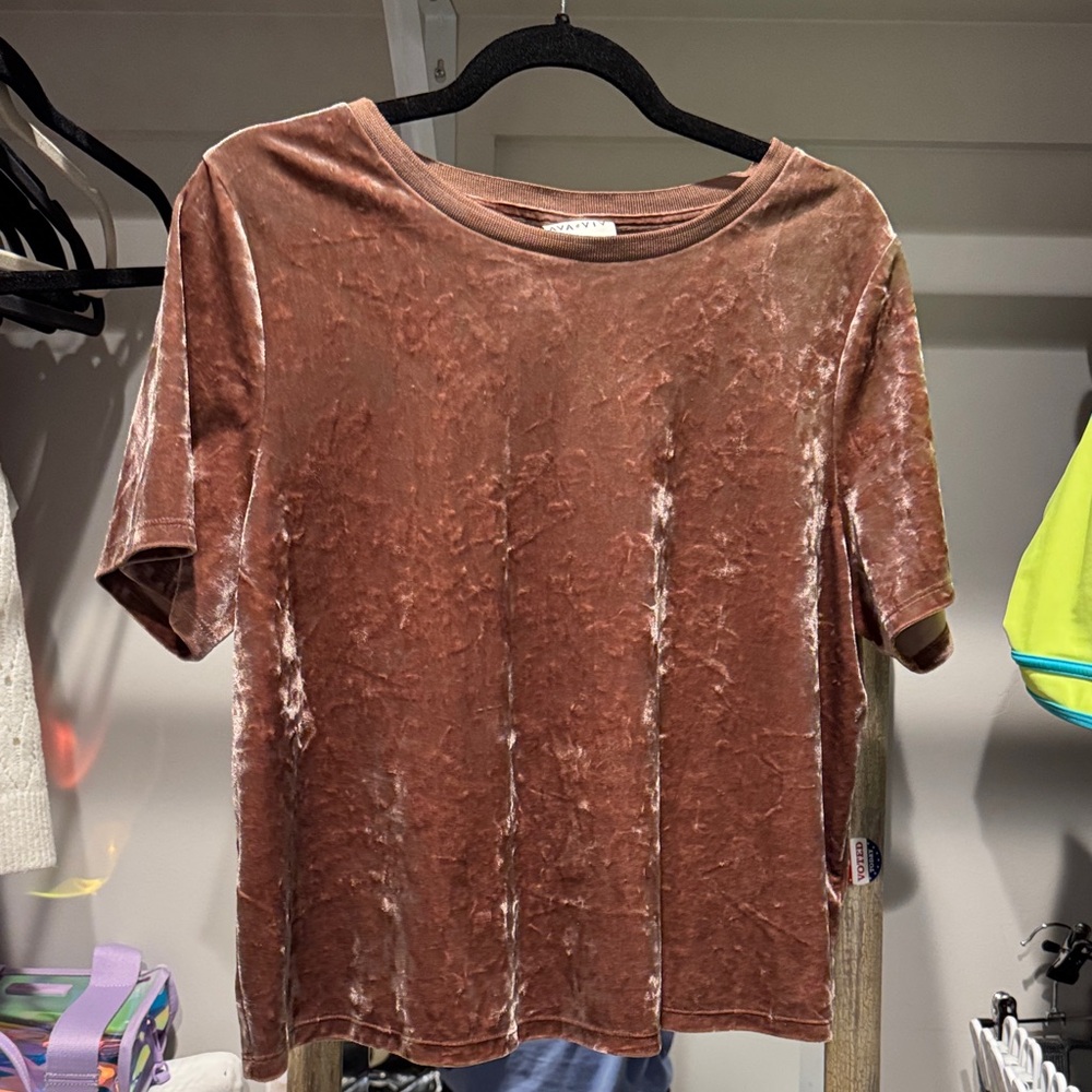 Ava & Viv Crushed Pink Velvet Top